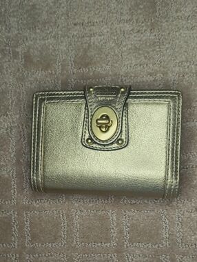 Coach Metallic Gold Leather Turn-Lock Wallet